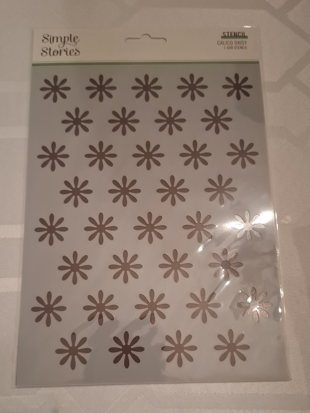 Calico Daisy Stencil  By Simple Stories- White Daisy Pattern Stencil